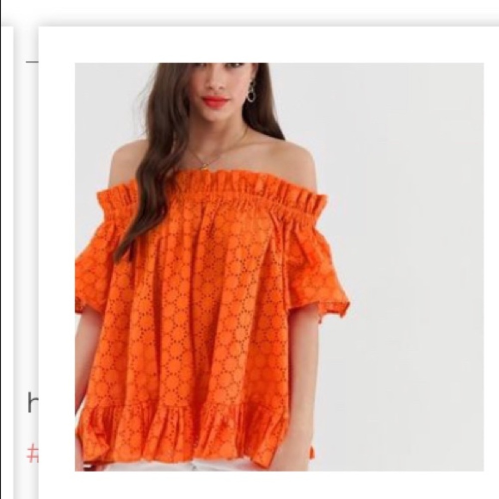 ASOS orange off the shoulder top